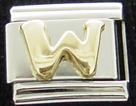 Gold Letter W - Talexia Letter enamel Italian charm - Click Image to Close